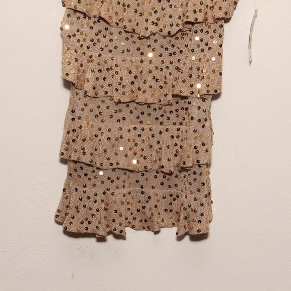 NEW INC Gold Sequin Ruffle Tank Top Size Medium - Picture 4 of 9